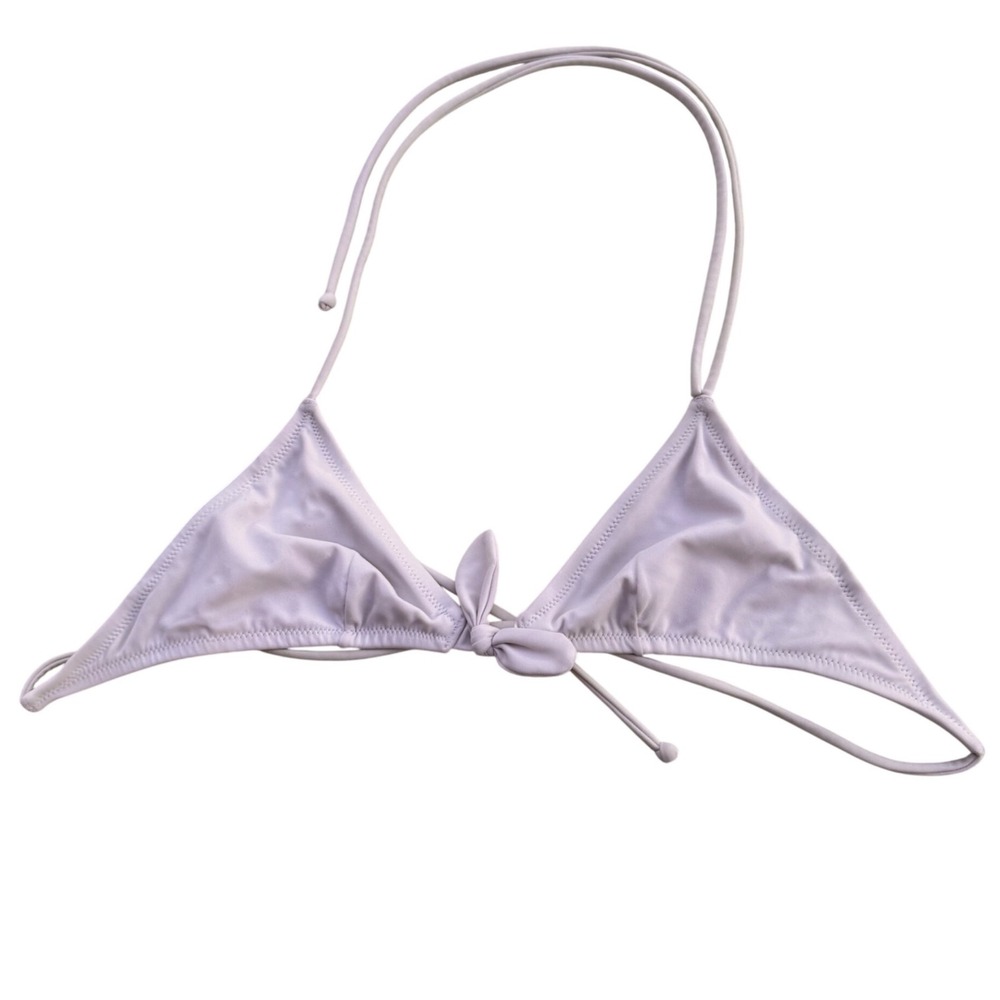 Victoria's Secret White Bikini Top Triangle Tie Front Sand Beige XS Adjustable‎